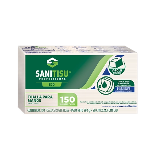 Toalla doblada en V Natural de 150 Hojas