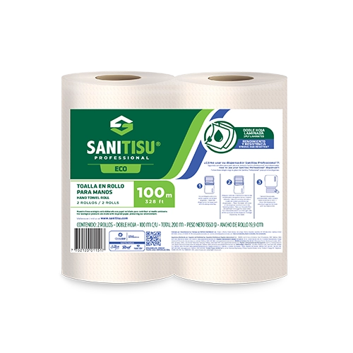 Toalla en Rollo 100 metros Natural Doble Hoja